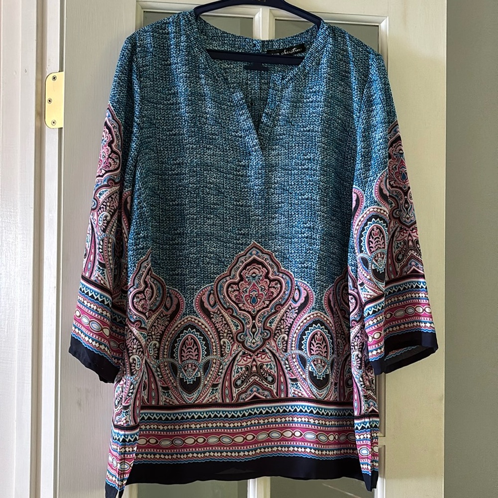 Ava Christine V-neck multicolored tunic  Sz M